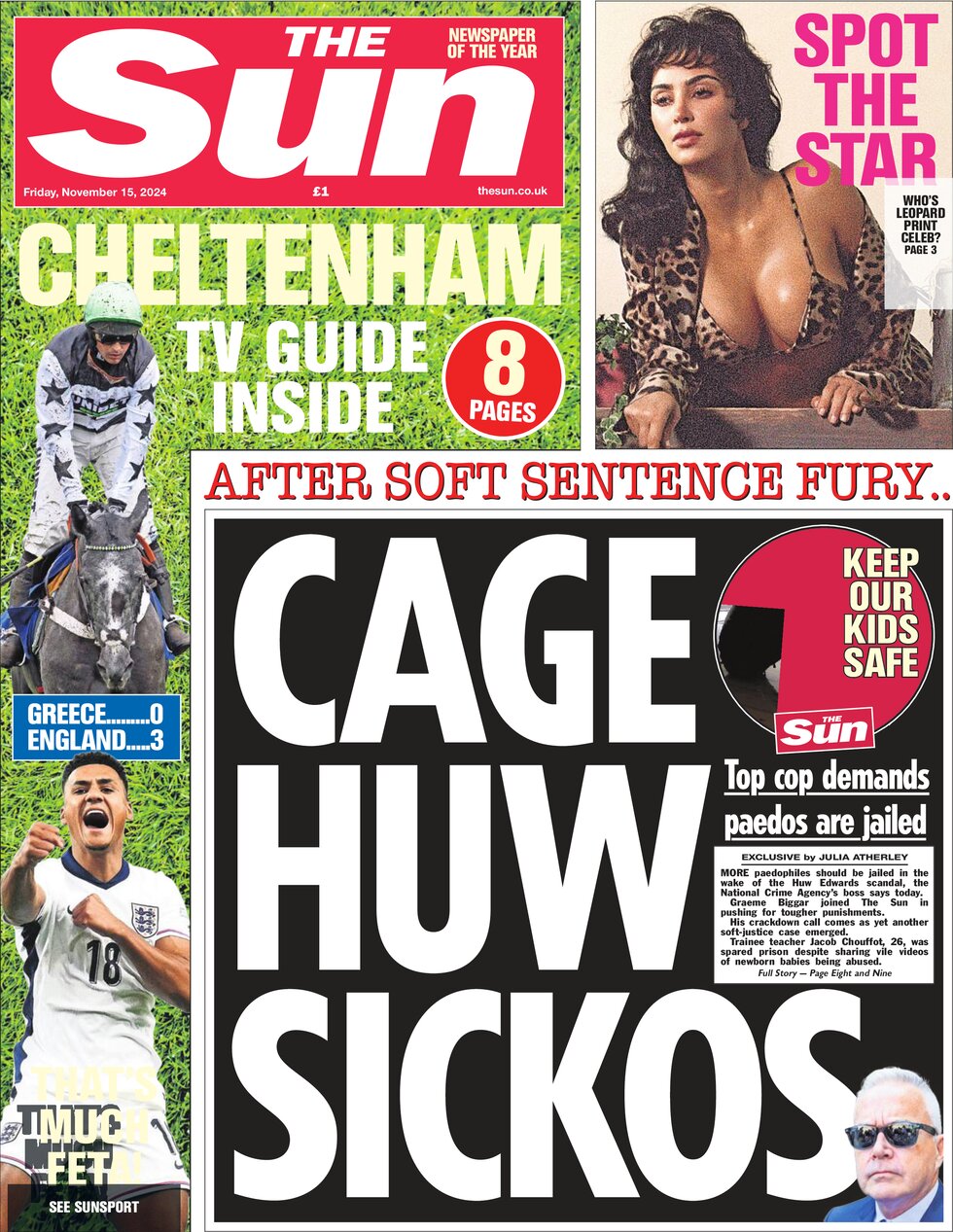 The Sun - Cage Huw sickos 
