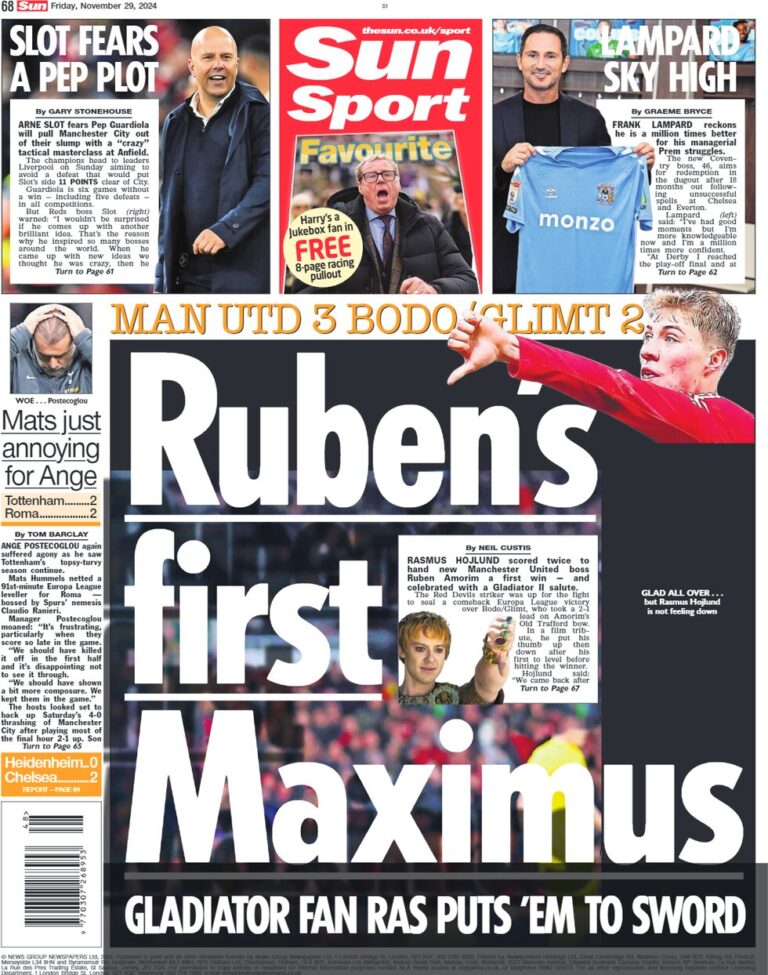 Man Utd  3 Glimt 2 – Ruben’s first Maximus – Sun Sport (UK)