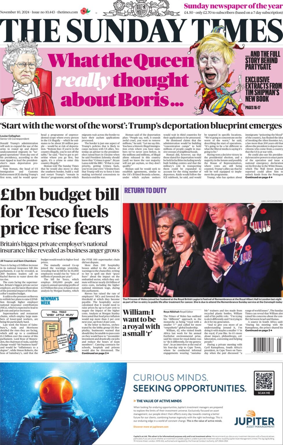 The Sunday Times – £1bn budget bill for Tesco fuels price rise fears 