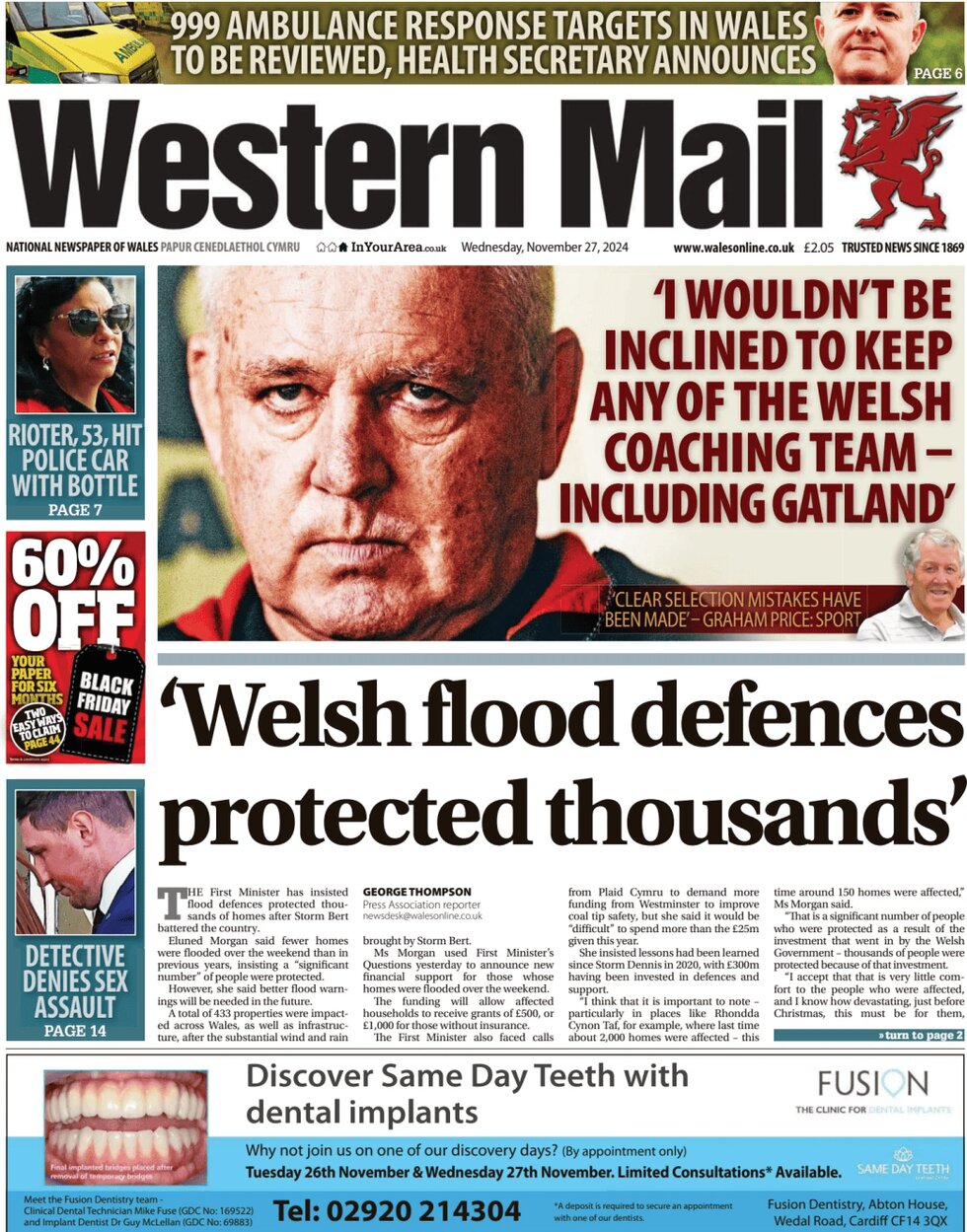 Welsh flood defences protected thousands - Western Mail