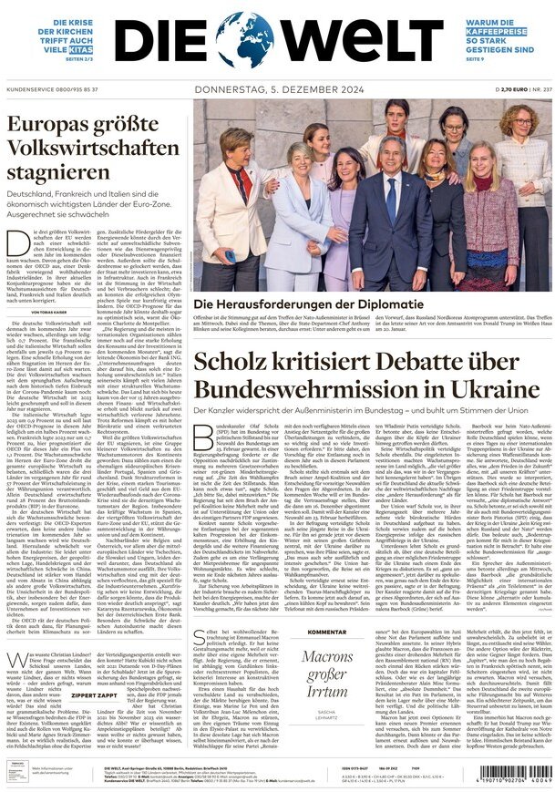 die welt front page 5/12/2024