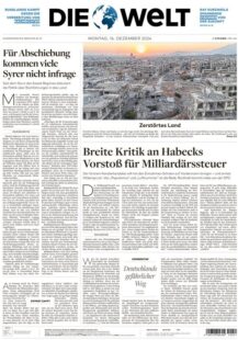 Die Welt Front Page 16/12/2024