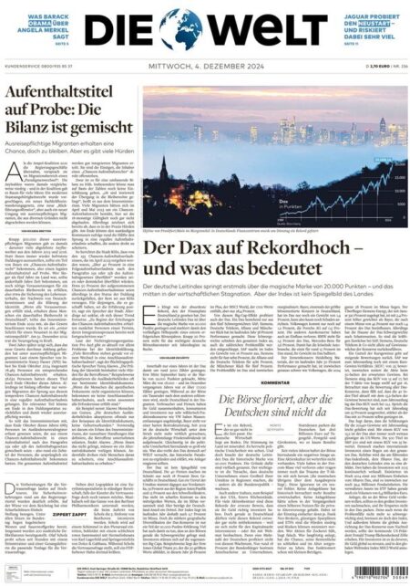 Die Welt Front Page 4/12/2024