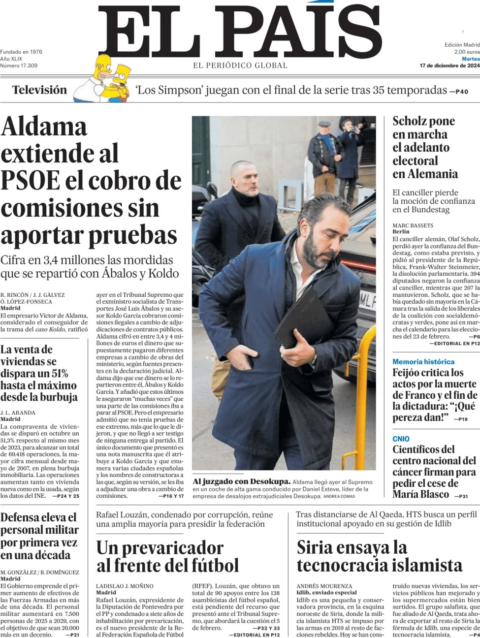 el pais front page 17/12/2024