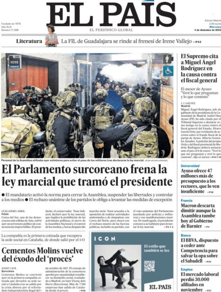 El Pais Front Page 4/12/2024