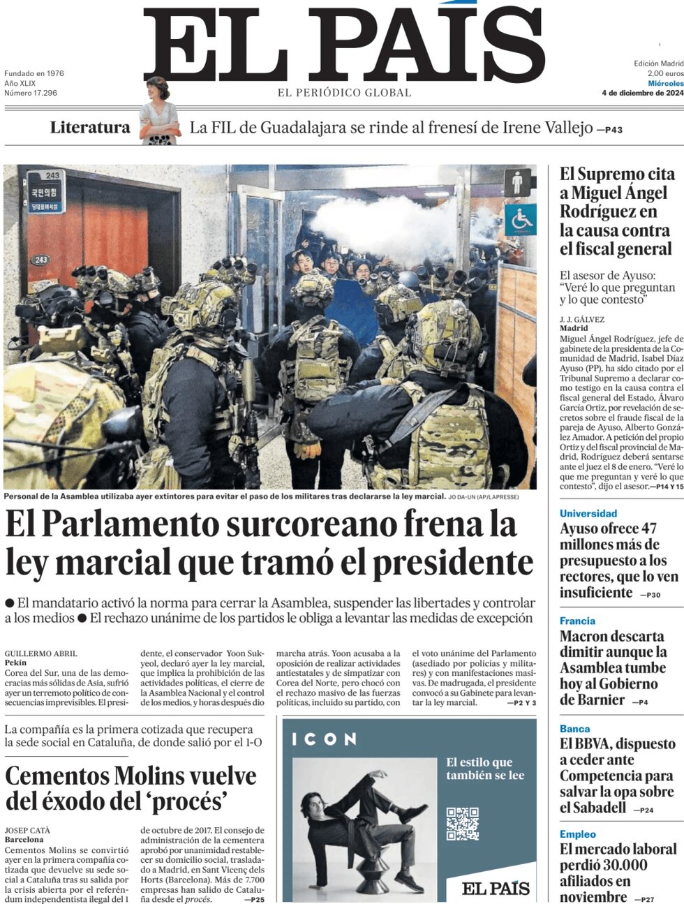 el pais front page 4/12/2024