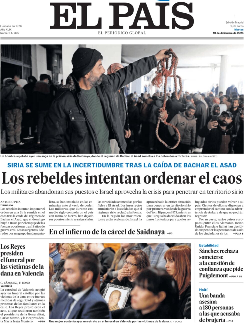 el pais front page 10/12/2024