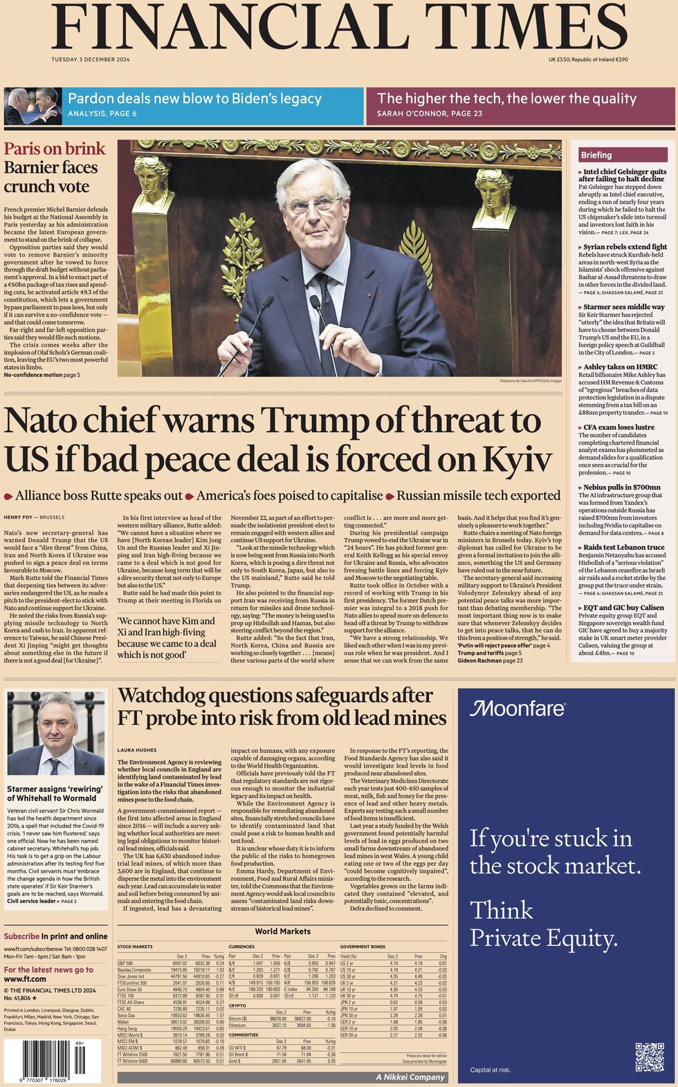 FT - Barnier faces crunch vote
