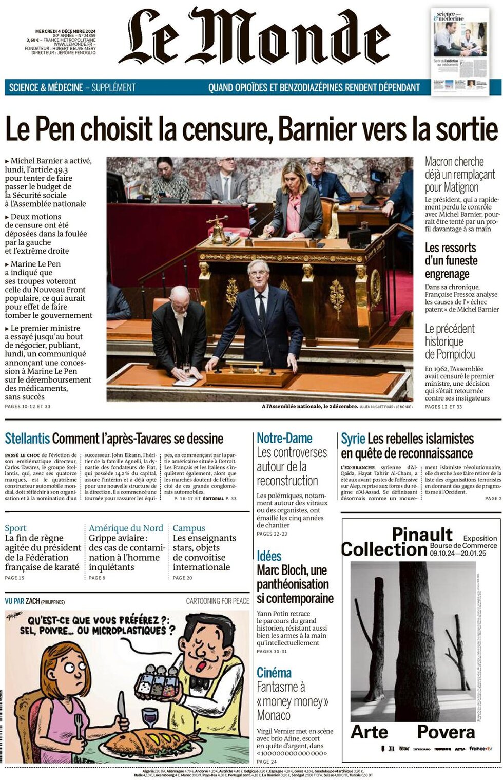 le monde front page 4/12/2024