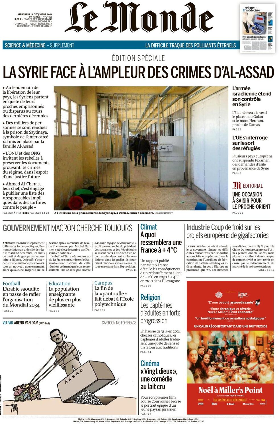 le monde front page 11/12/2024