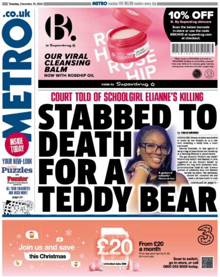 The Metro Front Page 10/12/2024