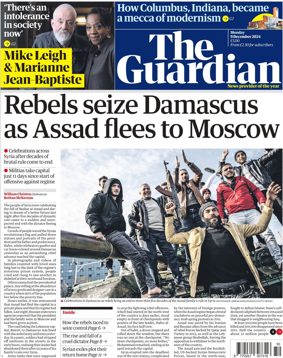 Rebels seize Damascus as Assad flees to Moscow - The Guardian