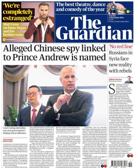 The Guardian Front Page 17/12/2024