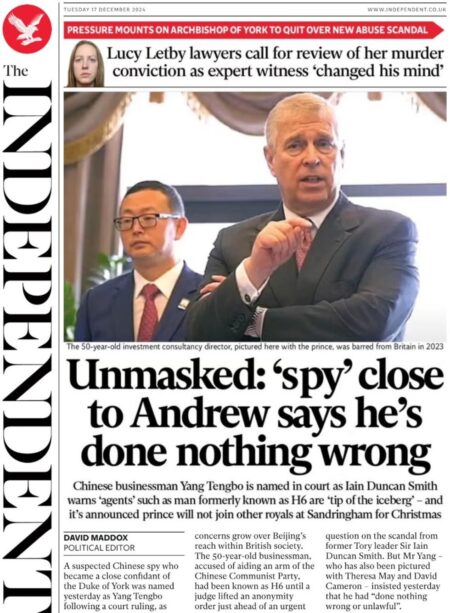 The Independent Front Page 17/12/2024