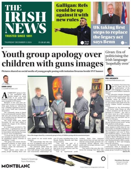 The Irish News Front Page 6/12/2024