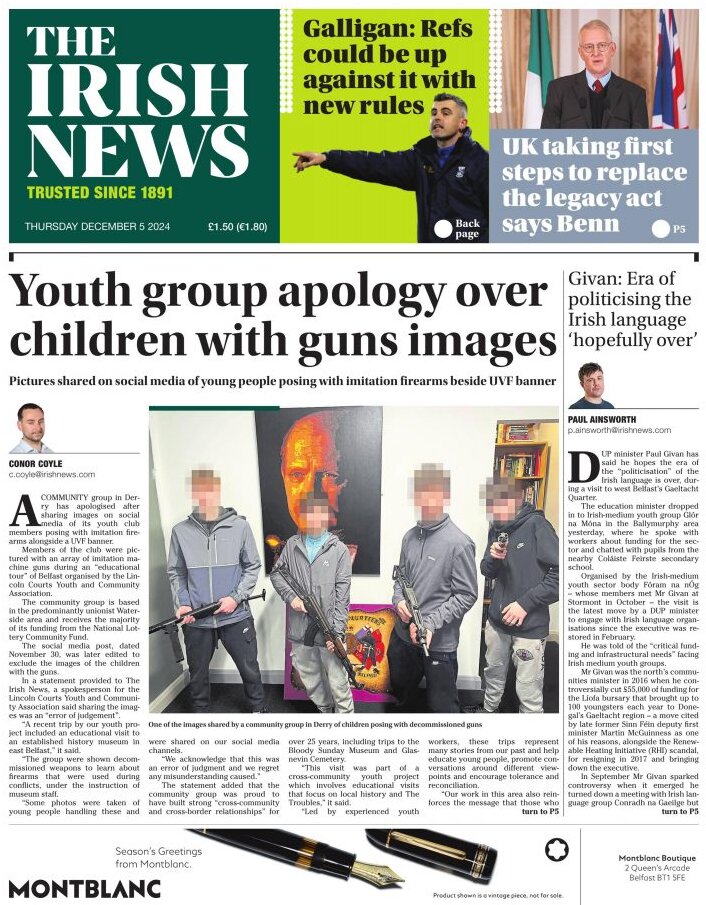 the irish news front page 6/12/2024