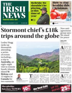 Stormont chief’s £18k trips around the globe – The Irish News 