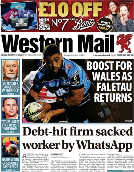 Debt-hit firm sacked worker by WhatsApp – Western Mail