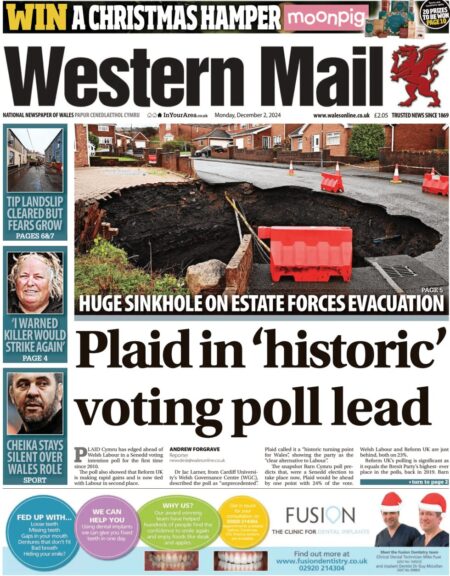 Plaid in ‘historic’ voting poll lead – Western Mail 