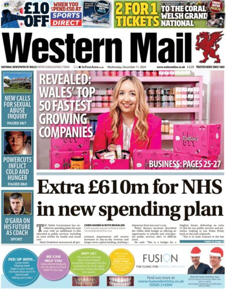 Extra £610m for NHS in new spending plan – Western Mail 