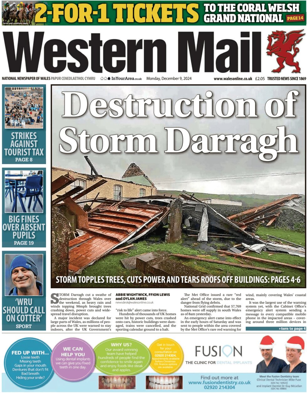 Destruction of Storm Darragh - Western Mail