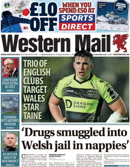 ‘Drugs smuggled into Welsh jail in nappies’ – Western Mail