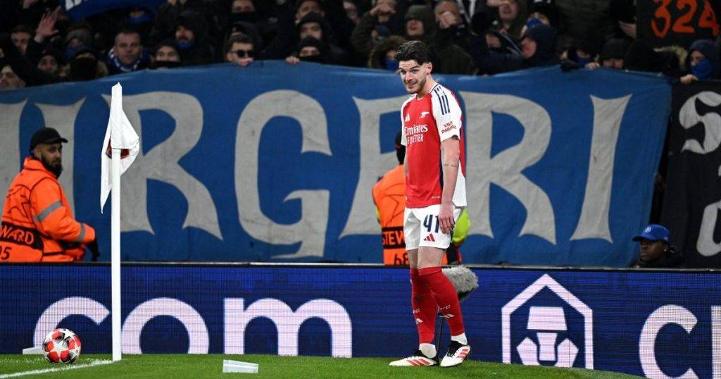 Dinamo Zagreb fans lob objects at Declan Rice during Champions League clash