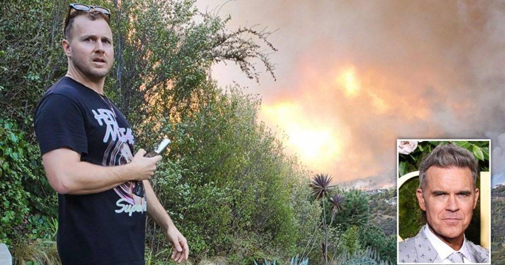 Robbie Williams premiere shuts down and celebrities evacuate as California wildfire threatens homes