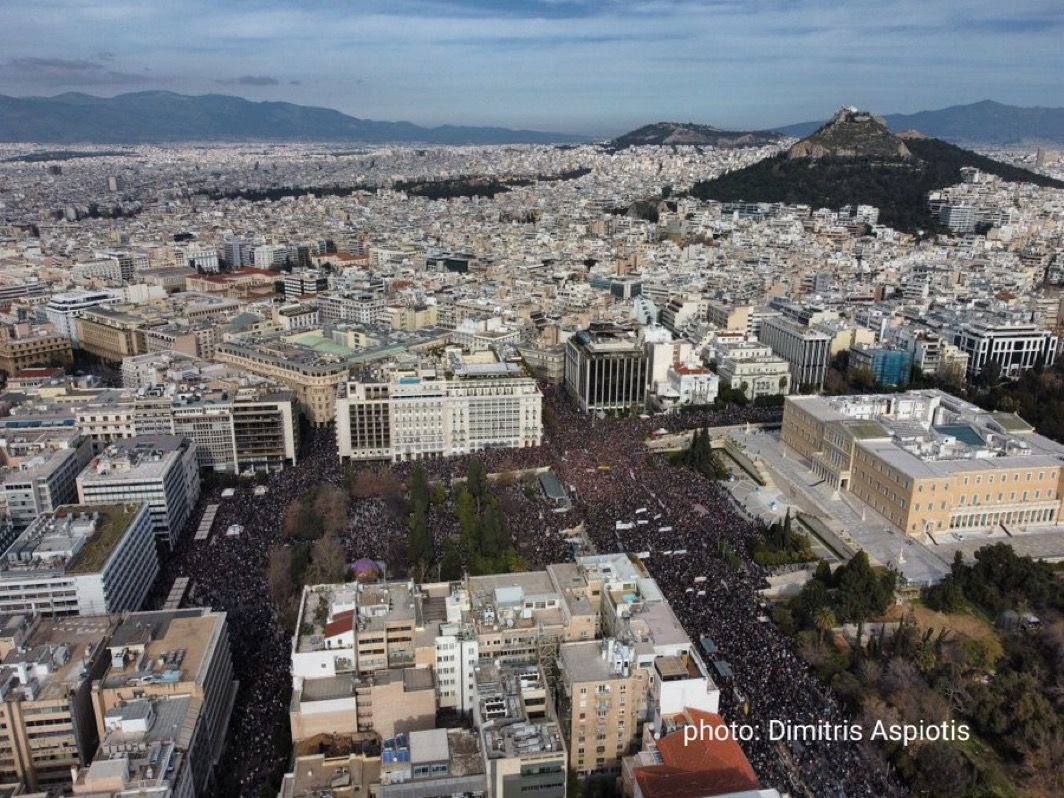 Mass protests demand justice for rail crash victims in Greece - in over 97 cities, bringing Greece to a standstill.