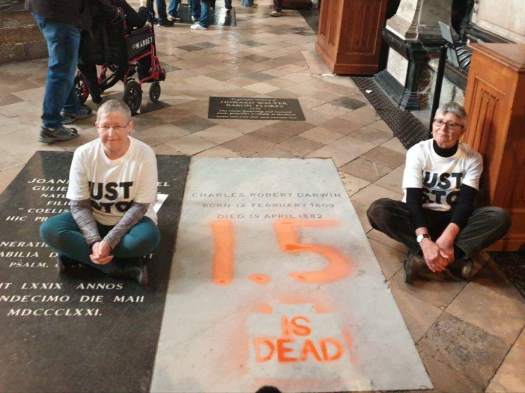 Just Stop Oil activists deface Charles Darwin’s grave inside Westminster Abbey Just Stop Oil activists deface Charles Darwin’s grave inside Westminster Abbey