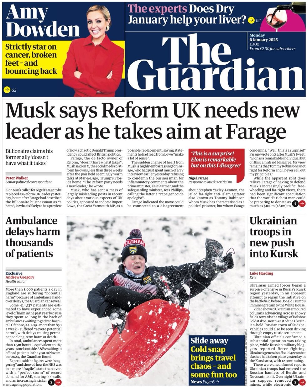 The Guardian - Musk says Reform UK needs new leader as he takes aim at Farage 
