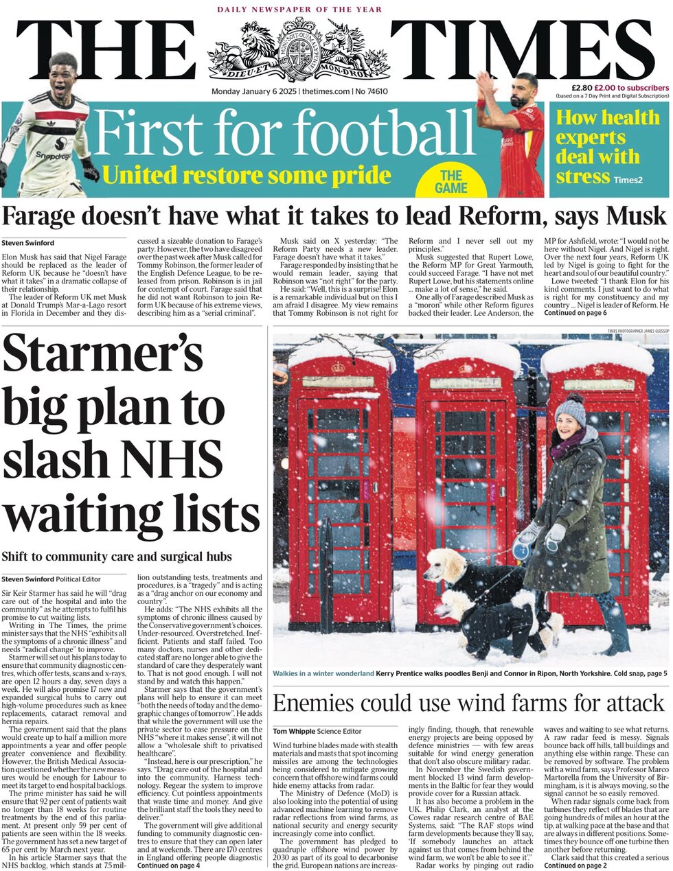 The Times - Starmer’s big plan to slash NHS waiting lists 
