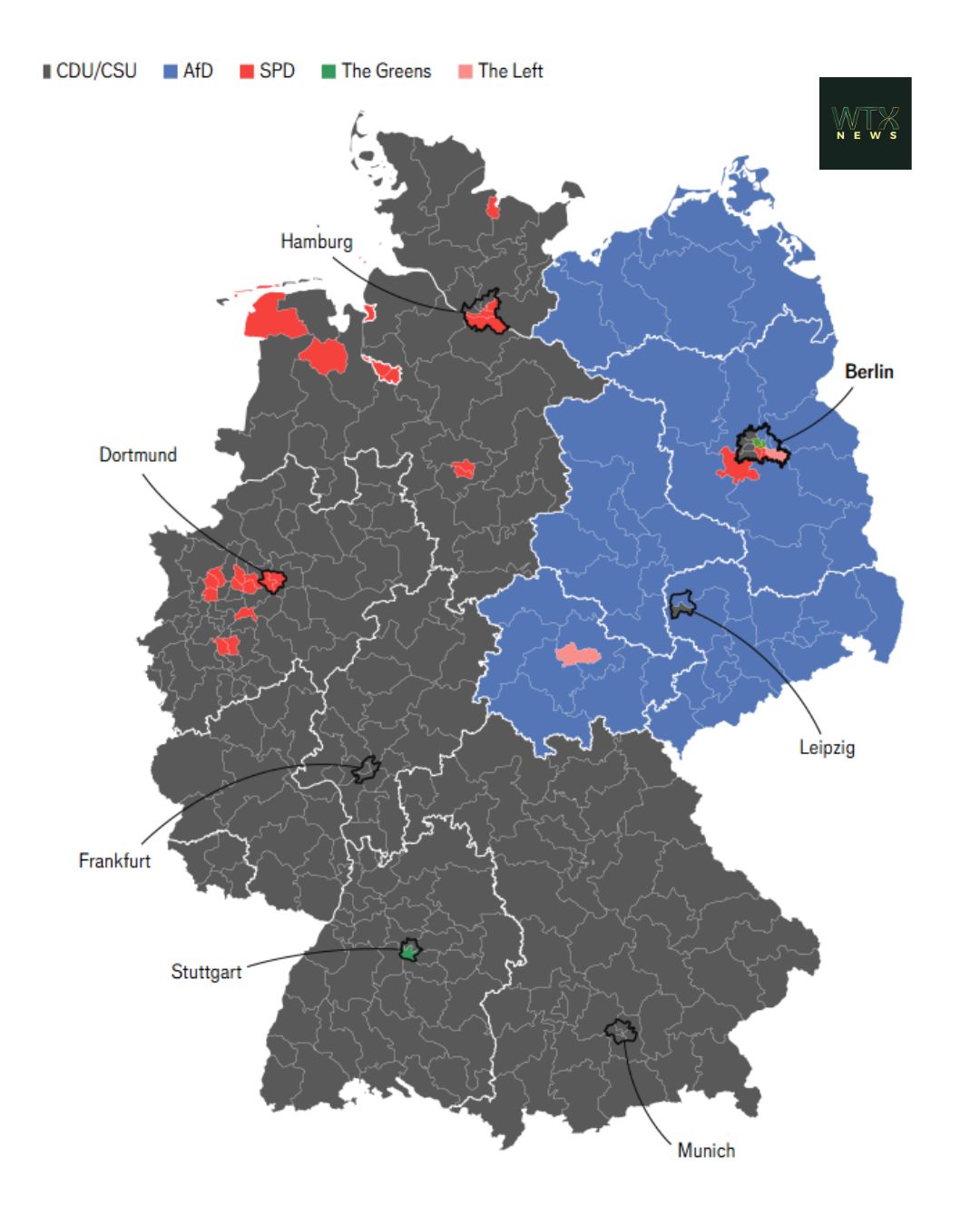 A map of Germany's historical voting habits for the German Elections 2025 highlighting Voting Trends