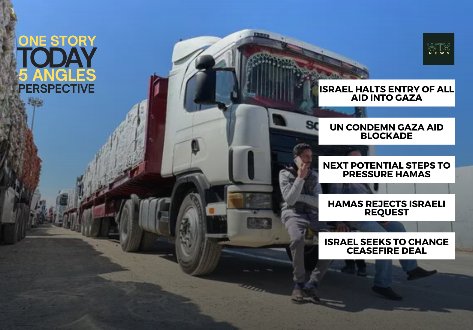 Aid trucks blocked at Gaza border as Israel Halts Entry of All Aid into Gaza