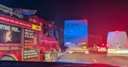 M61 traffic updates as motorway closed due to coach fire