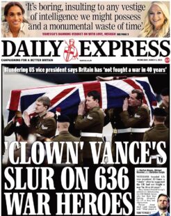 Clown Vance’s slur on 637 war heroes