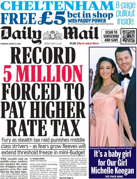 Record 5 million forced to pay higher rate tax