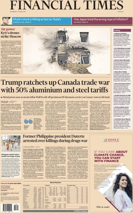 Trump ratchets up Canada trade war with 50% aluminium and steel tariffs