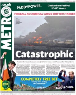 Fireball as chemical cargo ship hits tank: Catastrophic