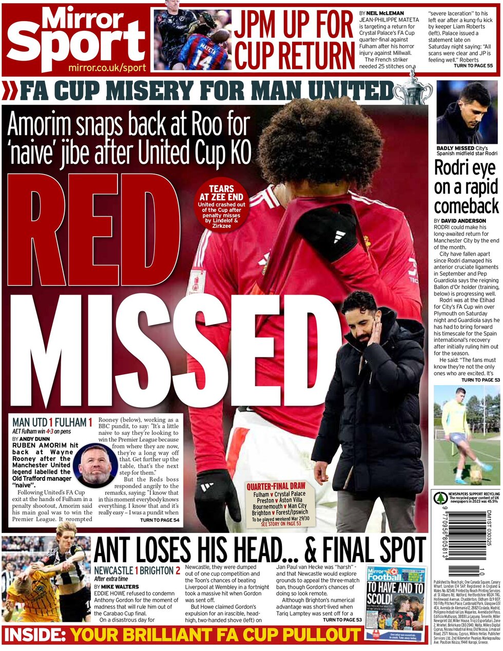 FA cup misery for Man United - Red Missed 