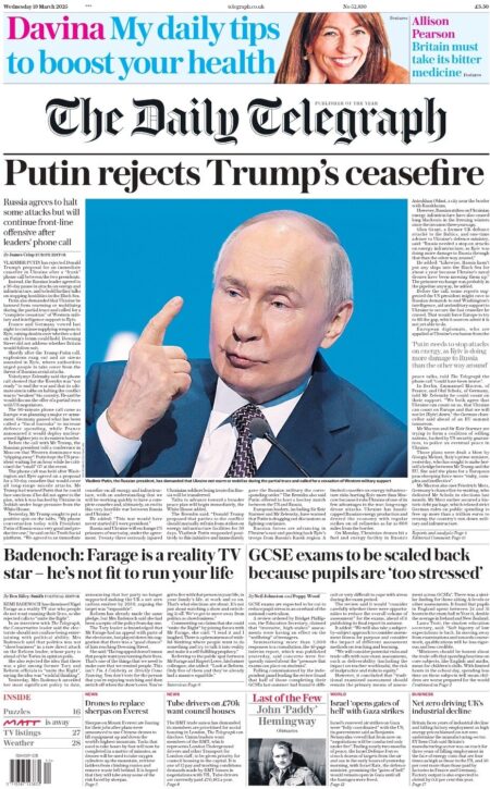 Putin rejects Trump’s ceasefire