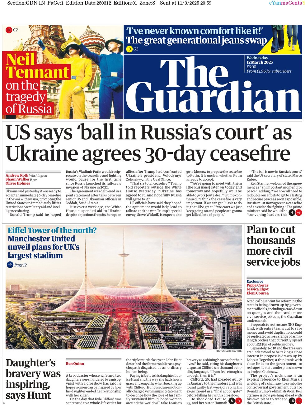 US says ball in Russia's court as Ukraine agrees 30-day ceasefire