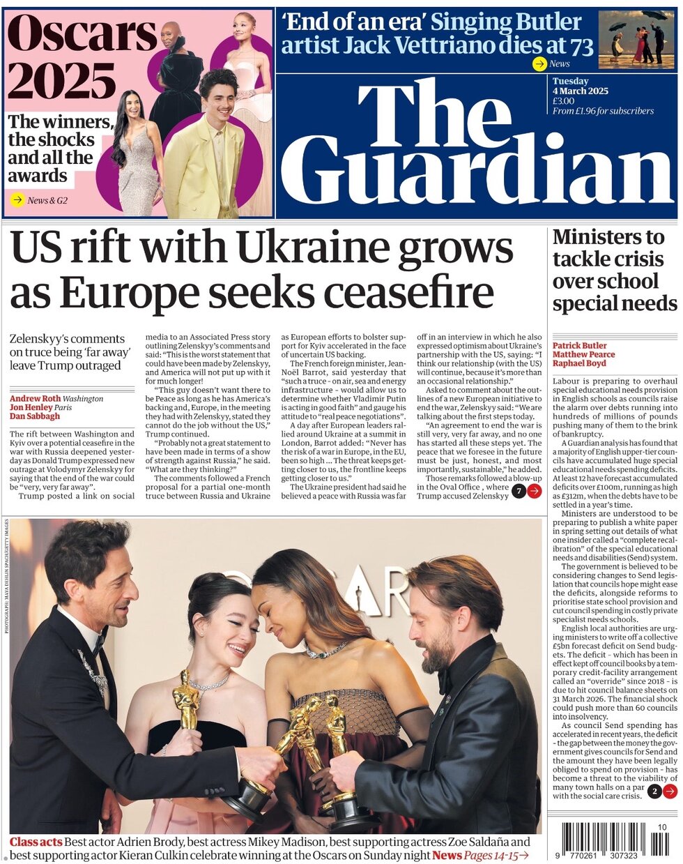 US rift with Ukraine grows as Europe seeks ceasefire 