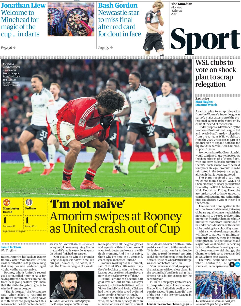 Amorim swipes at Rooney as United crash out of cup 