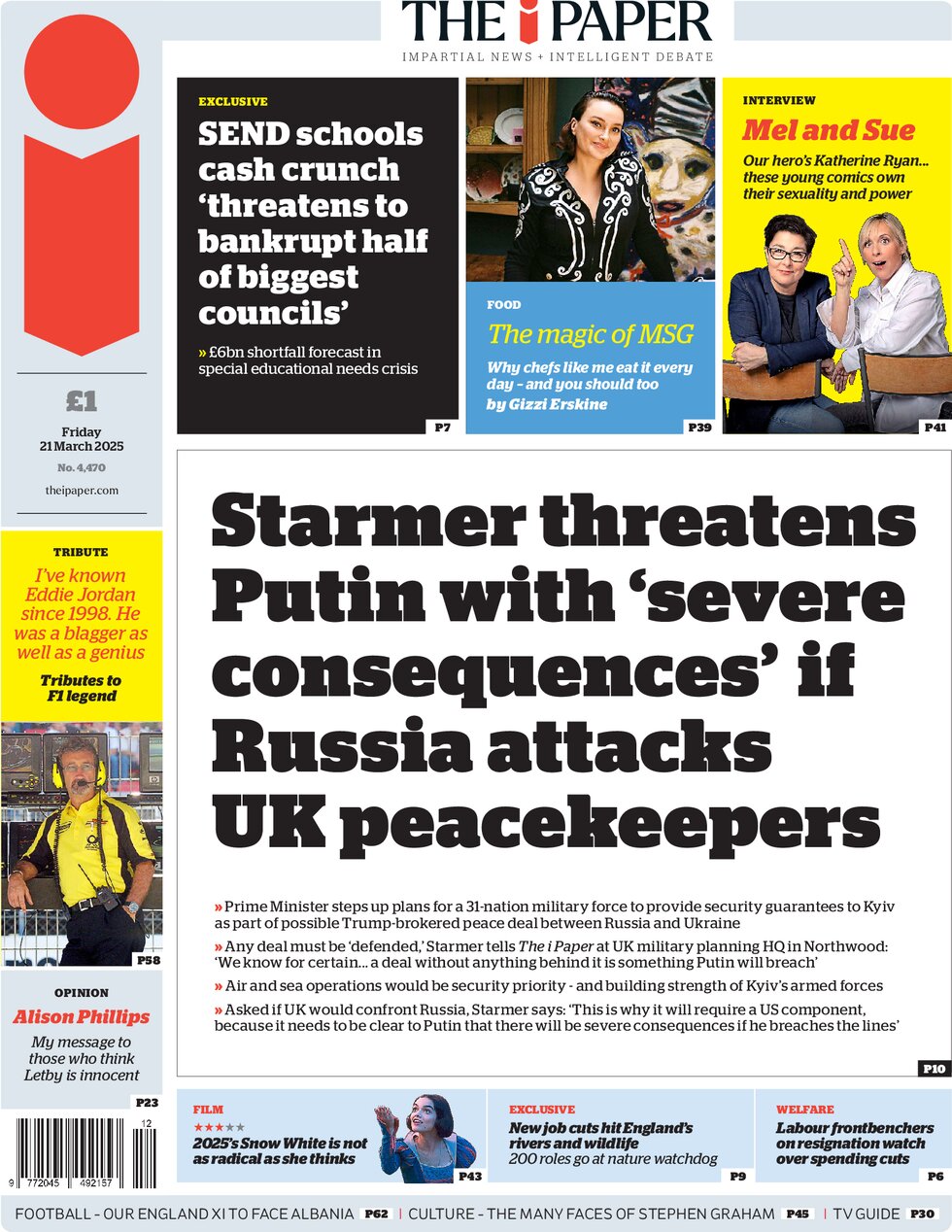 Starmer threatens Putin with 'severe consequences' if Russia targets UK peacekeepers