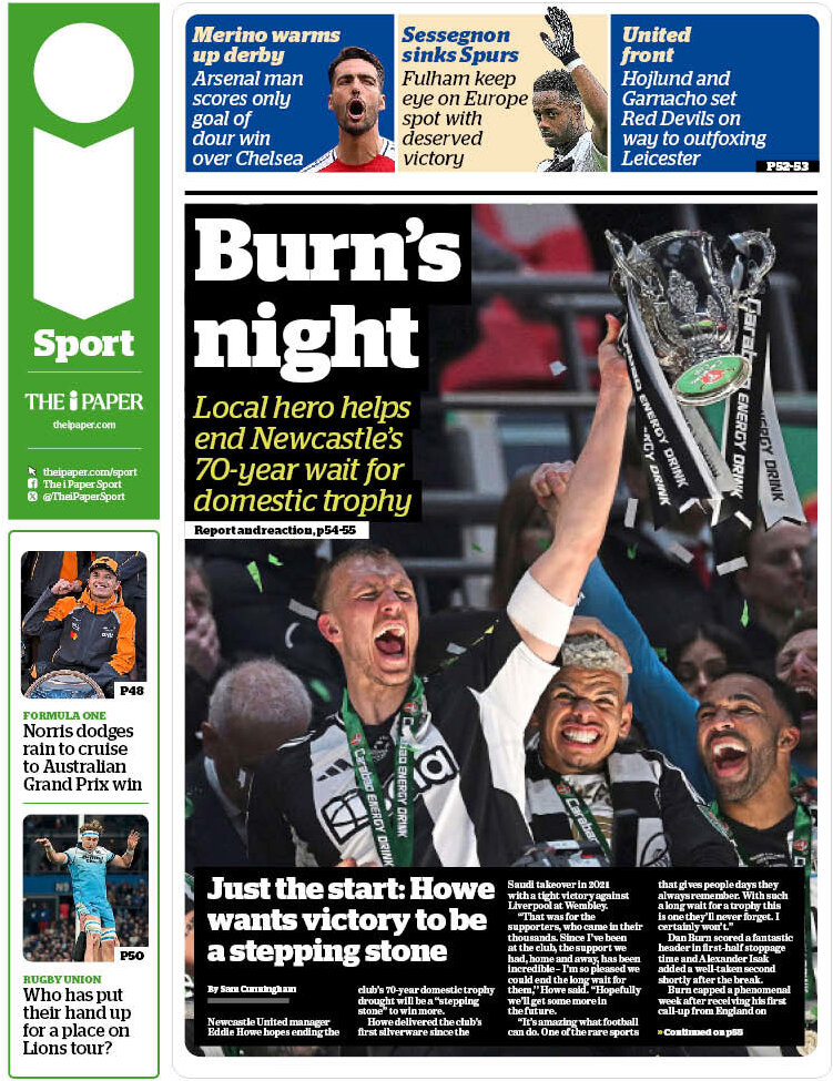 Burn's night - boyhood Newcastle fan Dan Burns is labelled a local hero by the i as Newcastle celebrate their first domestic trophy in 70 years 