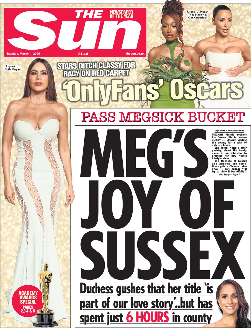 Meg's joy of Sussex - that's the headline for The Sun 