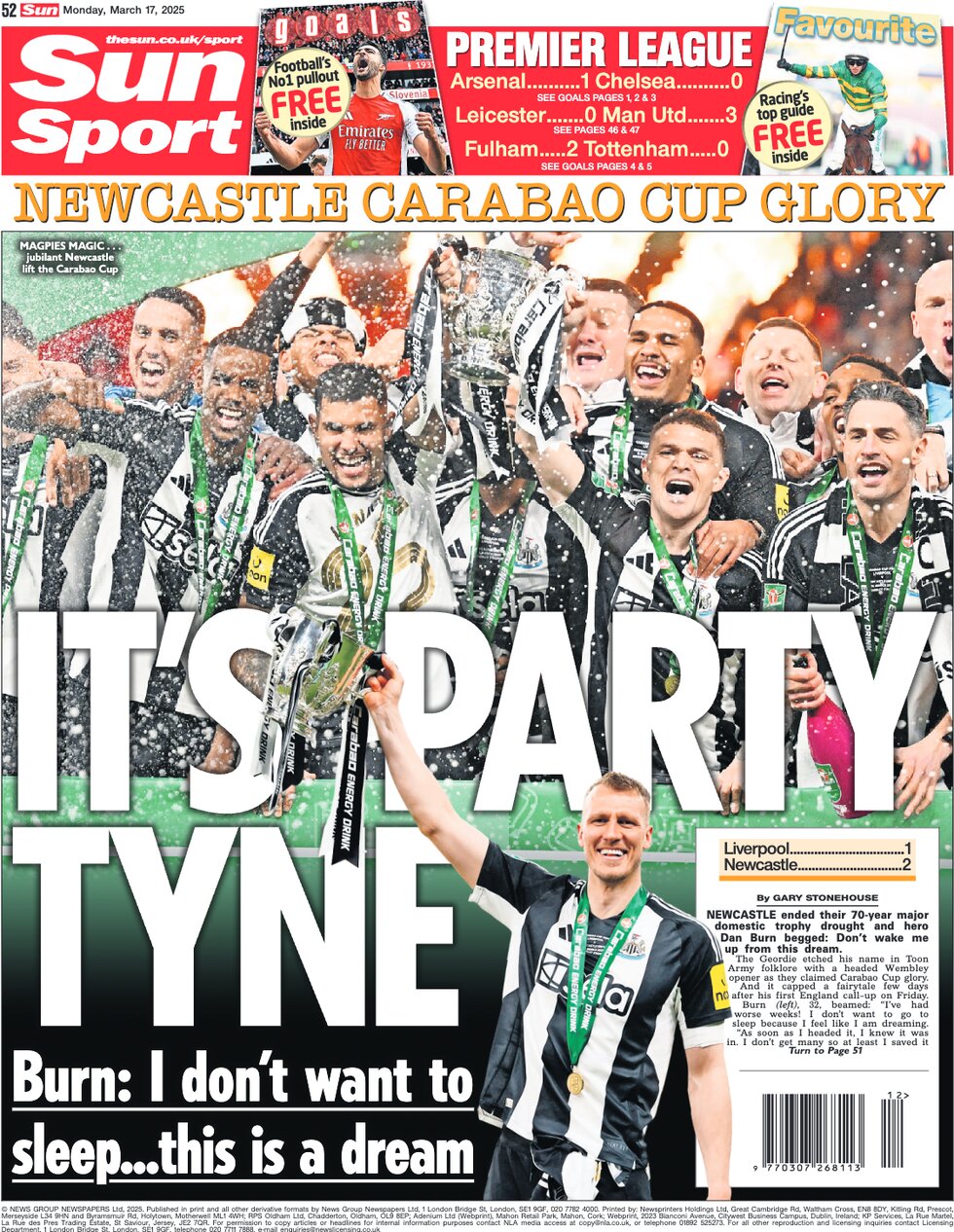 It's party tyne - Newcastle's Dan Burn says he doesn't want to sleep, saying the win is a dream 