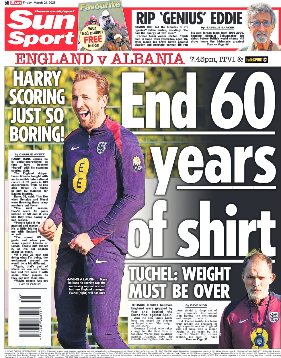 England v Albania - End 60 years of shirt 