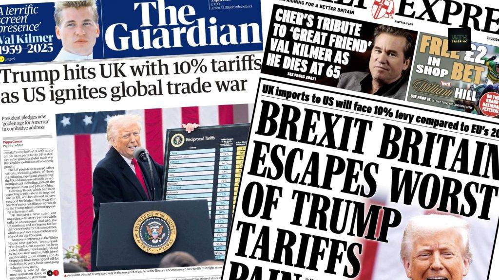 Trump announces fresh wave of US tariffs as UK hit with 10%